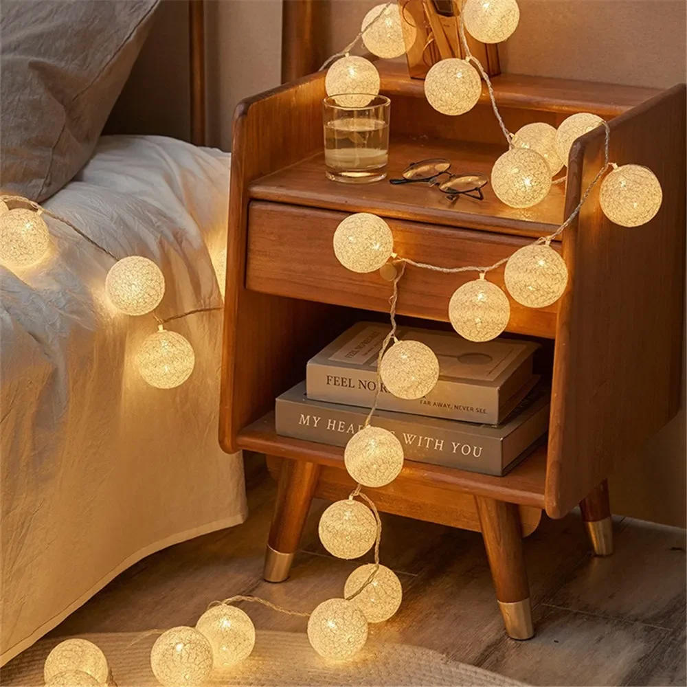 Outdoor Lighting Sconce - Halloween Cotton Garland Balls Lights String