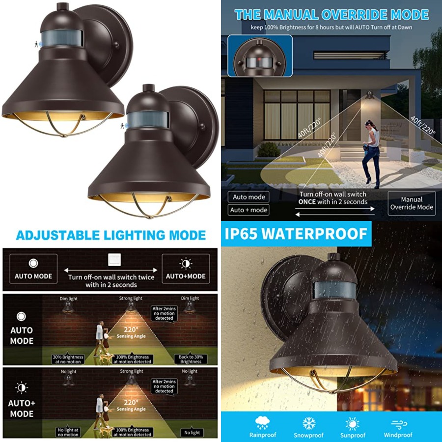 2 Pack Motion Sensor Outdoor L - đánh giá và giá Outdoor Lighting Sconce