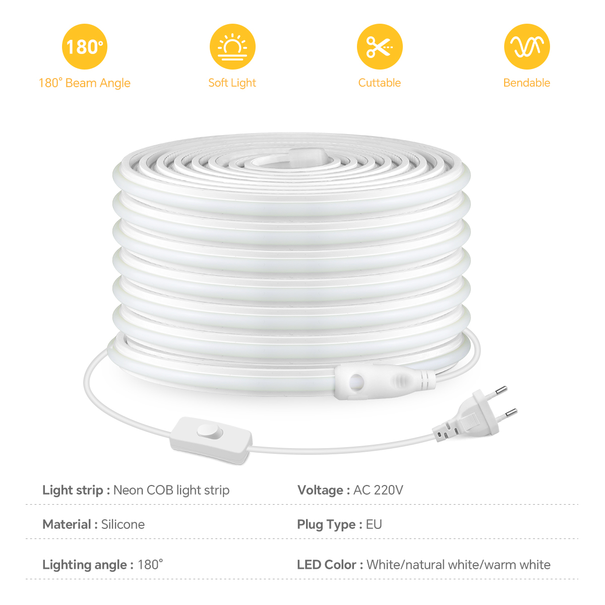 220V COB Led Strip High Densit - đánh giá và giá Outdoor Lighting Strip