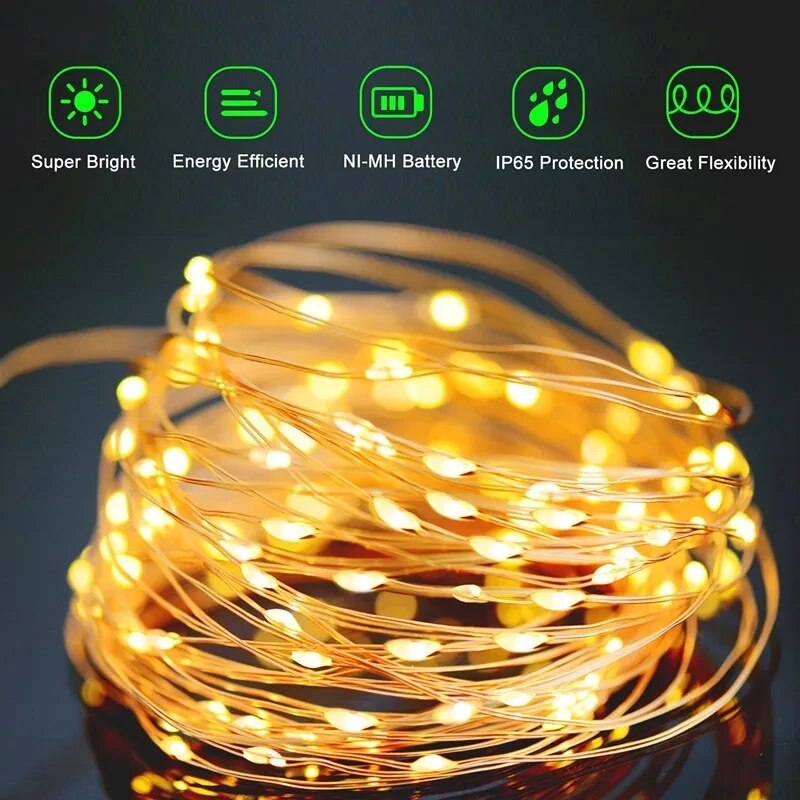 100 LED Solar Fairy Waterproof - đánh giá và giá Halo Outdoor Lighting